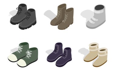 Kış sonbahar simge seti, izometrik tarzı çizmeler