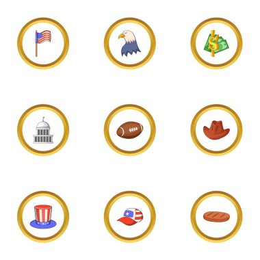 Amerikan Icons set, karikatür tarzı