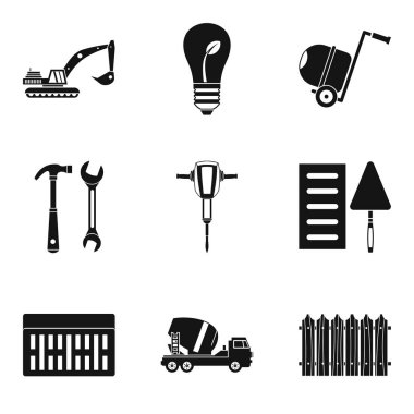 Çimento Icons set, basit tarzı