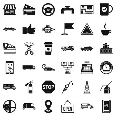 Kamyon Icons set, basit tarzı