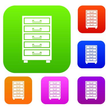 Çekmeceli ahşap dolap renk koleksiyonu ayarla