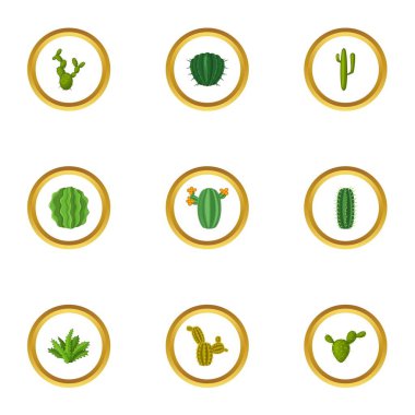 Çöl kaktüs, Icons set, karikatür tarzı