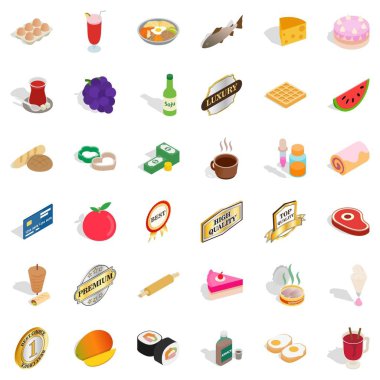Gıda Icons set, izometrik stili