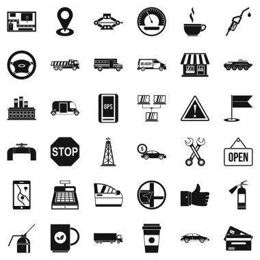 Benzin Icons set, basit tarzı