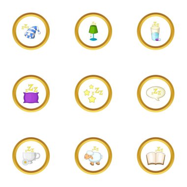 Icons set uyku, karikatür tarzı