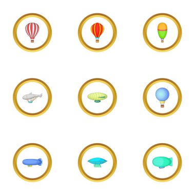 Farklı airships Icons set, karikatür tarzı