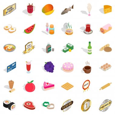 Tatlı Icons set, izometrik stili