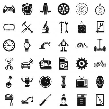 Mekanik Icons set, basit tarzı