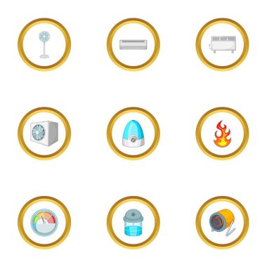 Simgeler Isıtma cihazları ayarla, tarzı çizgi film