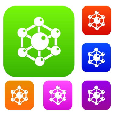 Kimyasal ve fiziksel molekülleri renk koleksiyonu ayarla