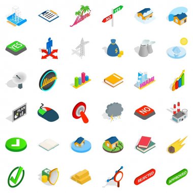 Güzel amblemi Icons set, izometrik stili