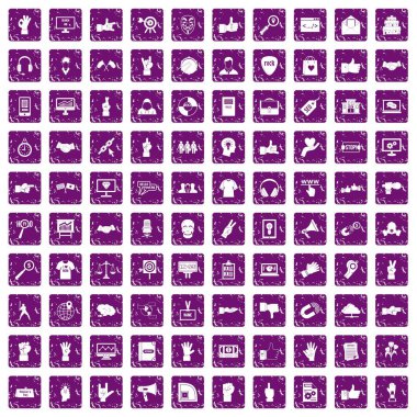 100 farklı hareketleri simgeler grunge mor ayarla