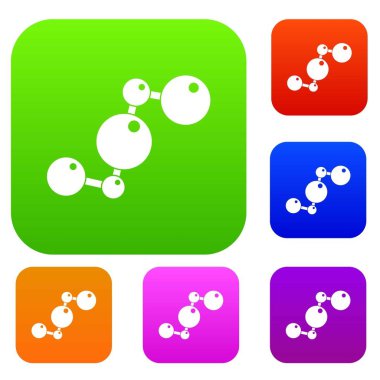 Kimyasal ve fiziksel molekülleri renk koleksiyonu ayarla