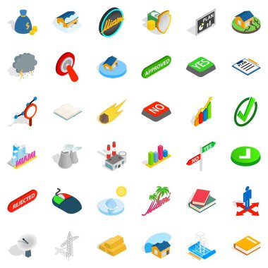 Batan ev Icons set, izometrik stili