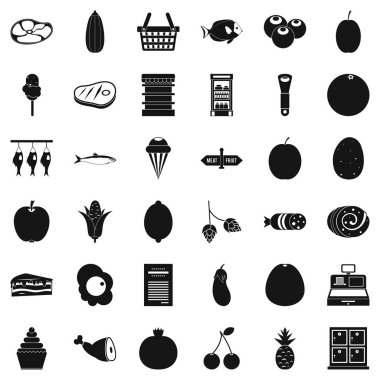 Yazar kasa Icons set, basit tarzı