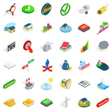 Icons set, izometrik stil reddetti