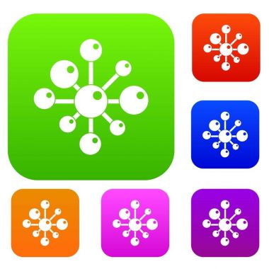 Kimyasal ve fiziksel molekülleri renk koleksiyonu ayarla