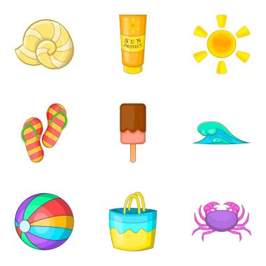Sıcak havalarda Icons set, karikatür tarzı