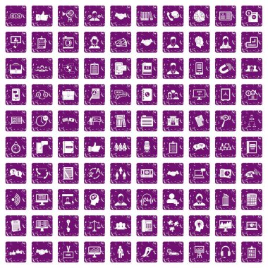 100 tartışma simgeleri grunge mor ayarla