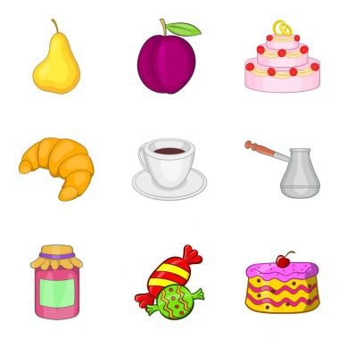 Saccharose Icons set, karikatür tarzı