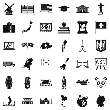 Coğrafya Icons set, basit tarzı