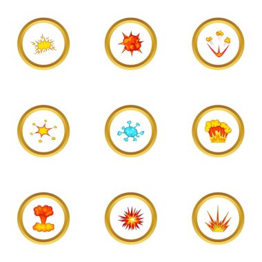 Patlama etkisi Icons set, karikatür tarzı