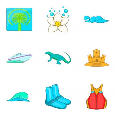 Deniz suyu Icons set, karikatür tarzı