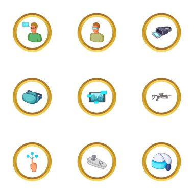 Spor oyun vr Icons set, karikatür tarzı