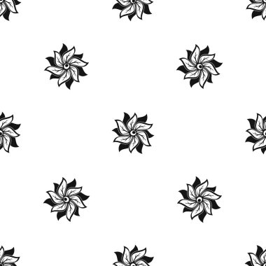Çiçek desen sorunsuz siyah