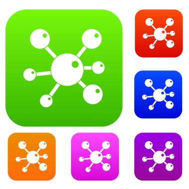 Kimyasal ve fiziksel molekülleri renk koleksiyonu ayarla