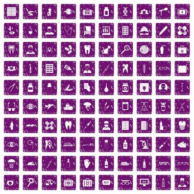 100 doktor simgeler grunge mor ayarla