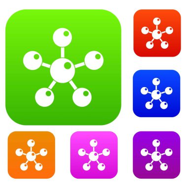 Kimyasal ve fiziksel molekülleri renk koleksiyonu ayarla