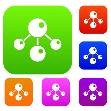 Kimyasal ve fiziksel molekülleri renk koleksiyonu ayarla