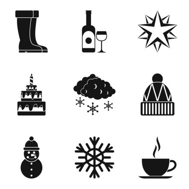 Yeni yıl Icons set, basit tarzı