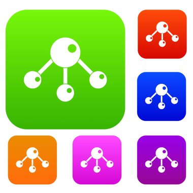 Kimyasal ve fiziksel molekülleri renk koleksiyonu ayarla