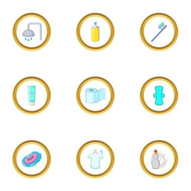 Kişisel Hijyen Icons set, karikatür tarzı