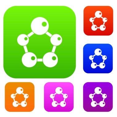 Kimyasal ve fiziksel molekülleri renk koleksiyonu ayarla