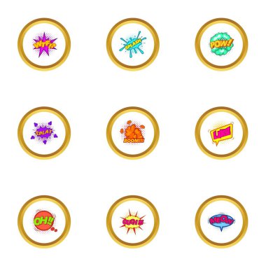 Pop art etiket Icons set, karikatür tarzı