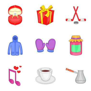 Noel günü simgeler ayarla, tarzı çizgi film