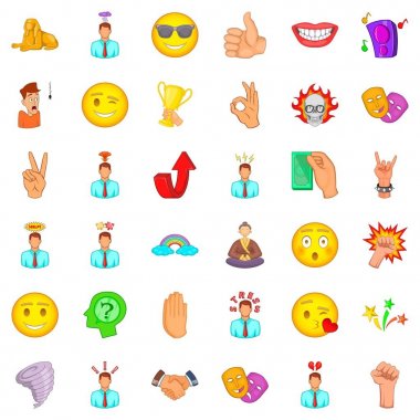 Ürkütücü Icons set, karikatür tarzı