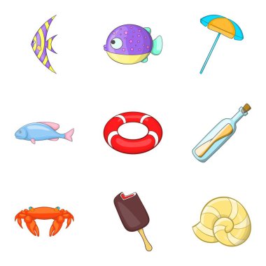 Tropikal balık Icons set, karikatür tarzı