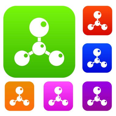 Kimyasal ve fiziksel molekülleri renk koleksiyonu ayarla