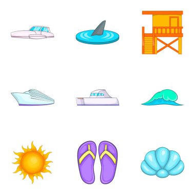 Güvenlik önlemi Icons set, karikatür tarzı