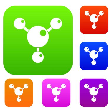 Kimyasal ve fiziksel molekülleri renk koleksiyonu ayarla