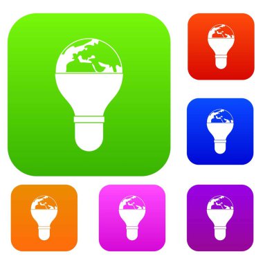 Ampul ve Dünya gezegeninin renk koleksiyonu ayarla