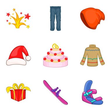 Peri xmas Icons set, karikatür tarzı