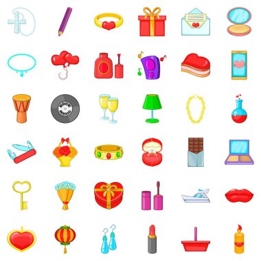 Çiçek Icons set, karikatür tarzı