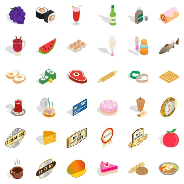 Conjunto de iconos de comestibles, estilo isométrico — Vector de stock