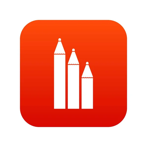 Drei Bleistifte Symbol digital rot — Stockvektor