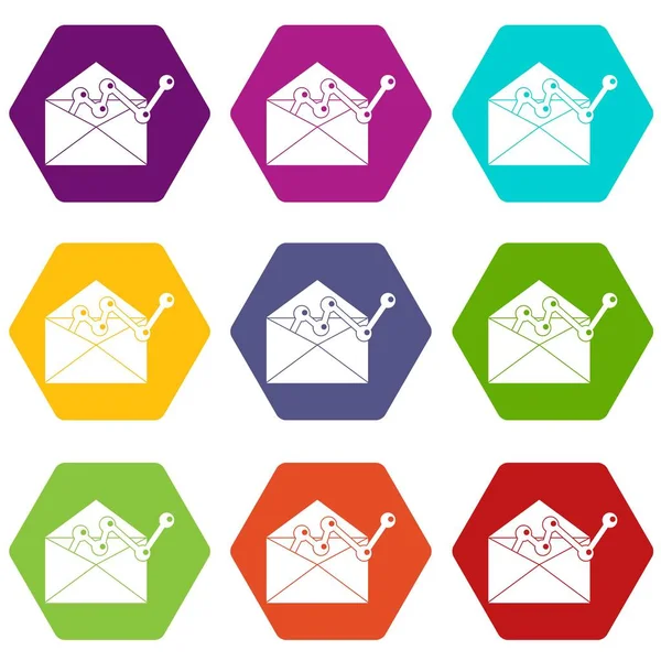 Envellope grafik simgesi ile renk altı yüzlü ayarla — Stok Vektör